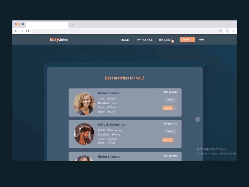 EasyJobs Webapp Prototype adobexd animation ui ux webapp