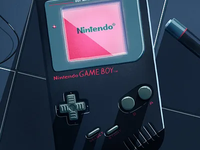Nintendo Game Boy Illustration 3/4 80s 90s computer console desk digital art flat game boy gargoyle graphic illustration minimal night nintendo nintendo switch photoshop video game vintage wacom