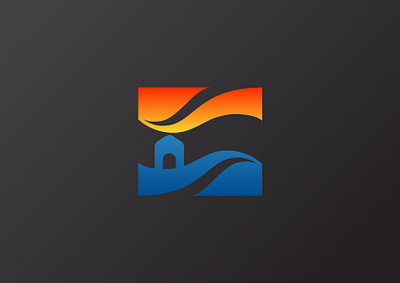 Sea And Sunset blue bold brand branding design flat illustration illustrator logo minimalist orange sea sunset vector yellow