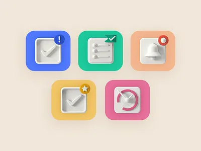 3D icons - overview icon productivity ui ux web design