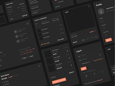 Sections Ecommerce Wireframe Kit cart dark design ecommerce figma prototyping shop shopping sketch ui uikit ux web web design wireframe