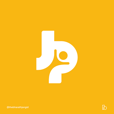 J + P + Happy Person brand design branding design flat icon logo minimal monogram typography vector