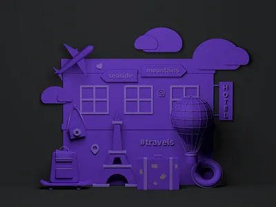 Travels in c4d 3d cinema4d design illustration