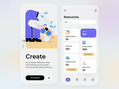 Design Resources - Mobile App 3d icons application arounda cards color concept design figma gradient icon illustrator illustrators ios mobile mobile app resources search tools ui ux