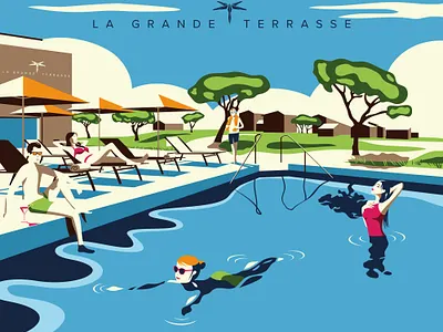 Châtelaillon-Plage Thalasso - Spa Marin - La Grande Terrasse 🏊 adobe illustrator art colorful design design art holiday hotel illustration vector art woman