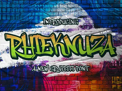 Rhieknuza - Graffiti Font abstract calligraphy conceptual decorative display font futuristic handdrawn handlettering line logotype playful sans sansserif shape
