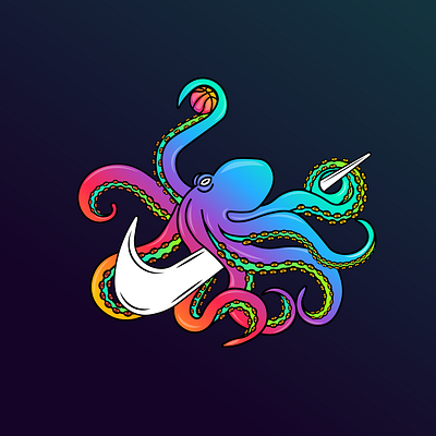 Octopus Nike Concept apparel logo branding design illustration illustrator logo design vector