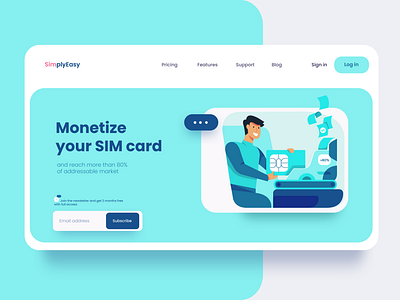 Simplyeasy : Landing page design app blue branding design design art flat illustration graphicdesign illustration landing page ui landing pages ui ui design uiux ux web website