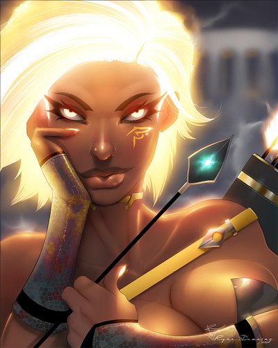 Artemis concept art digital painting fantasyart illustration magic photoshop art woman