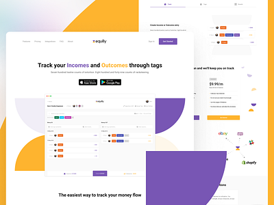 Equilly Landing Page finances landing page landing page design landing page ui marketing page product design product tool tracking ui uidesign ux uxdesign web app web design web platform website