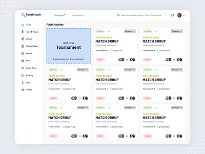 Padelmatch Dashboard branding creative dashboard ui football landing page inspiration minimal technology tennis tennis ball uidesign userinterface web webdesign website website design