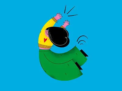 Happy jump flat illustration 2d character art characterdesign digital painting digital2d flat illustration flatdesign happy illustration procreate art yay