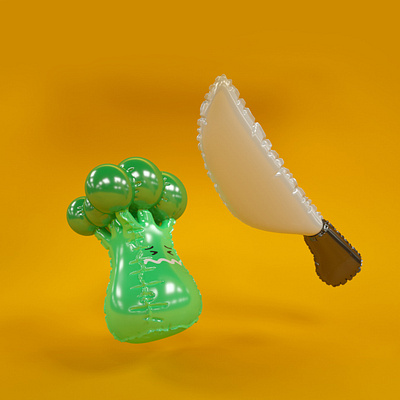 cut the broccoli)) 3d 3d art avatar avatars broccoli c4d character cinema4d design knife octane vegetables