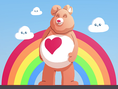 Carebellybear aftereffects animation belly carebear clouds cute dance photoshop