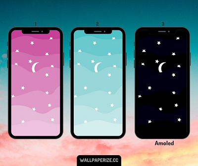 Minimalist wallpapers - Stars, moon and clouds. background cool flat minimal minimalism mobile moon wallpaper wallpaper design wallpapers