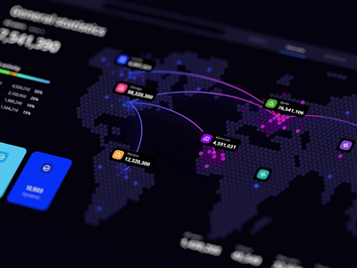 Data visualisation template / map infographic analytics app big data bubble chart column chart crm dashboard data science data science services desktop map maps product saas statistic template ui ui kit widget world