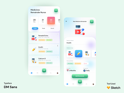 Medicine Reminder App UI Design adobe xd app app ui app ui kit app ui ux figma health health app ui invision studio medical medical app ui remainder app sketch ui ui ux design ui ux designer ux