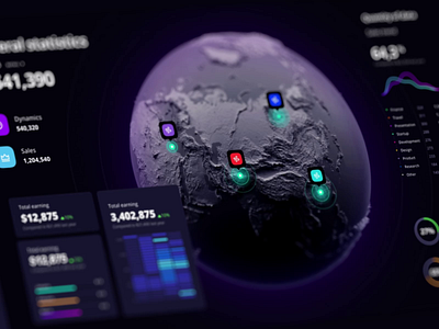 Dashboard map data visualization template analytics chart dashboard data dataviz infographic interface map mapping planet product saas template ui widgets world