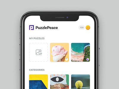 My Puzzles app button coin design game icon icons identity images interface ios layout logo mobile progress puzzle ui unsplash upload ux