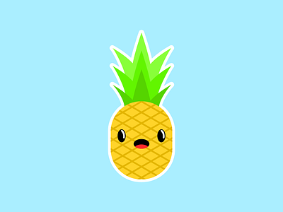 Baby Pineapple charm design flat icon illustration pineapple sticker vector