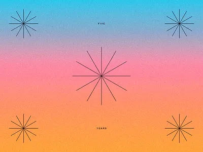 Five Years blue bursts color gradient orange pink simple texture