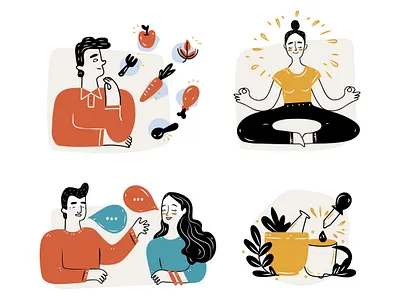 Icon health set character health healthcare homeopathy illustration lifestyle meditation nutrition people people illustration vector vector illustration