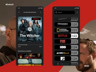 #DailyUI #025 TV App app channels daily 100 challenge dailyui design mobile mobile ui netflix remote tv tv app ui userexperience userinterface ux witcher