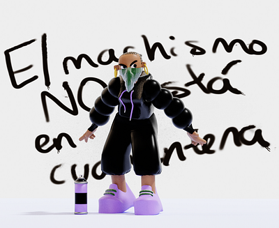 El machismo no está en cuarentena 3d art 3dcharacter 8m b3d blender blender3d feminism feminist art feminista girl character