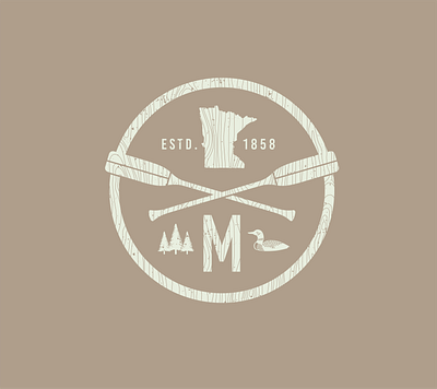 Minnesota Circle distressed illustration loon minnesota oars paddles pine trees tee design tee shirt wood grain