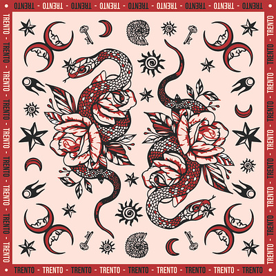 Snake Print illustration print print design scarf snakes