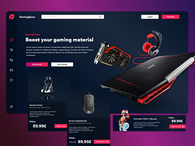 Gaming store - new concept for store adobe xd design gaming website landing page design store store design ui ui design uiux ux web