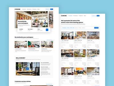 COWORK - Office Space and Workspace Solution app clean ui cowork design flat landing page minimal ui ui design web design webdesign webpage white work
