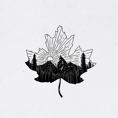 Leaf Illustration by Austin Moncada blackandwhite camping camping drawing forest great outdoors hand drawn illustration leaf mountains wilderness wildlife