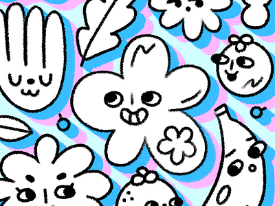 Garden friends 🌼 bw doodle draw friends garden happy illo illustration plants procreate texture