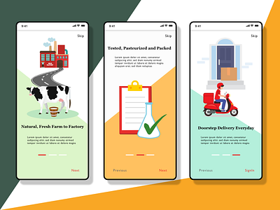 The MilkMan adobe xd affinitydesigner app cow delivery service design farm flat design india ios ios app design milk onboarding screen onboarding ui ui ux uxdesign vector