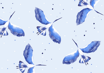 Flock birds blue dots illustration pattern photoshop playful summer travel watercolor