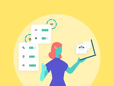 Land job offers based on coding skills ad design design engineering facebook ad growth illustration marketing campaign minimal visual