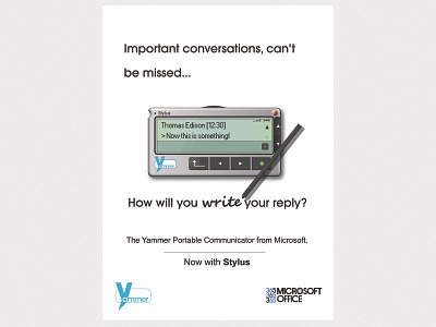 Retro Office 365 Yammer Pager Advert (Fiction) 90s affinity affinity designer fictional microsoft microsoft office microsoft office 365 microsoft tools office365 pager retro yammer