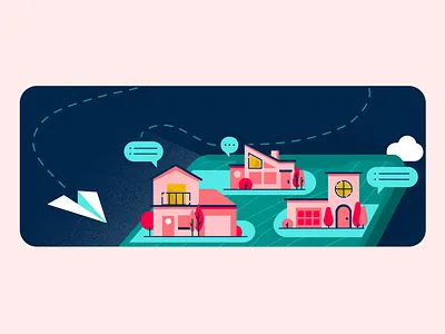 Remote Communication building chat communication house illustration illustrator mail message phone remote remote work