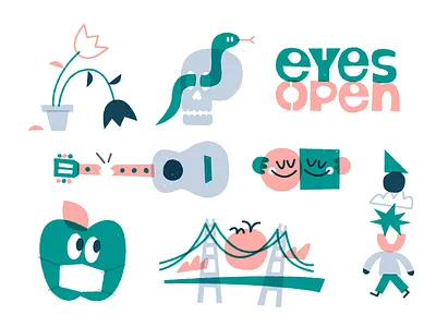 Eyes open π art character fun illustration texture vector