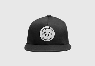 Lucky Panda animal logo artwork blackandwhite branding clothing design digital art hat illustration logo minimal mockup panda vector