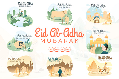 Eid Al-Adha Mubarak al adha design flat flat design graphic icon illustration modern pattern symbol vector