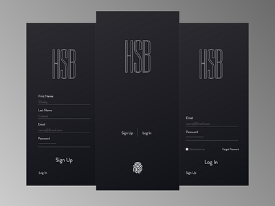 HSB Log in & Sign up app banking black white design flat illustration logodesign ui ux