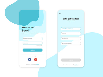 Sign in Screen Sketch blue clean creative dailyui figma fun ideas ios iphone signin signup simple sketch turquoise uiux uiuxdesign