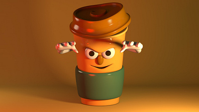 Coffiend 3d brown c4d character character design coffee design illustration maxonc4d render