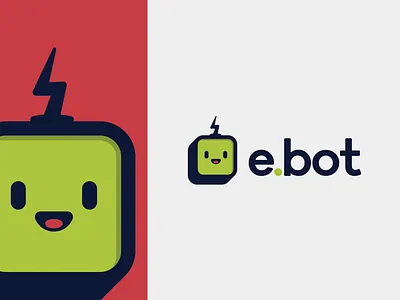 e.bot bot flat illustration kawaii logo robot