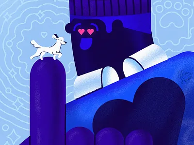 Dogs! character design heart illustraion love man