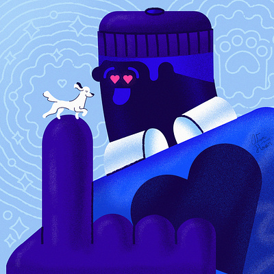 Dogs! character design heart illustraion love man