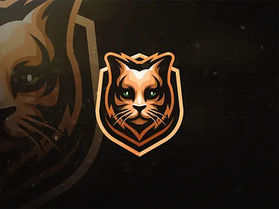 Cat Logo animal branding brown darker design faces greeneye head icon identity logo mark modern save secure shield simple symbol