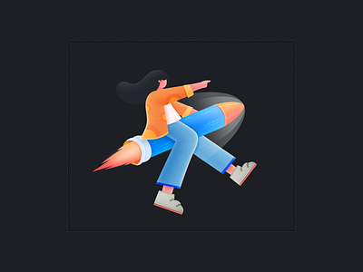 rocket girl design illustration